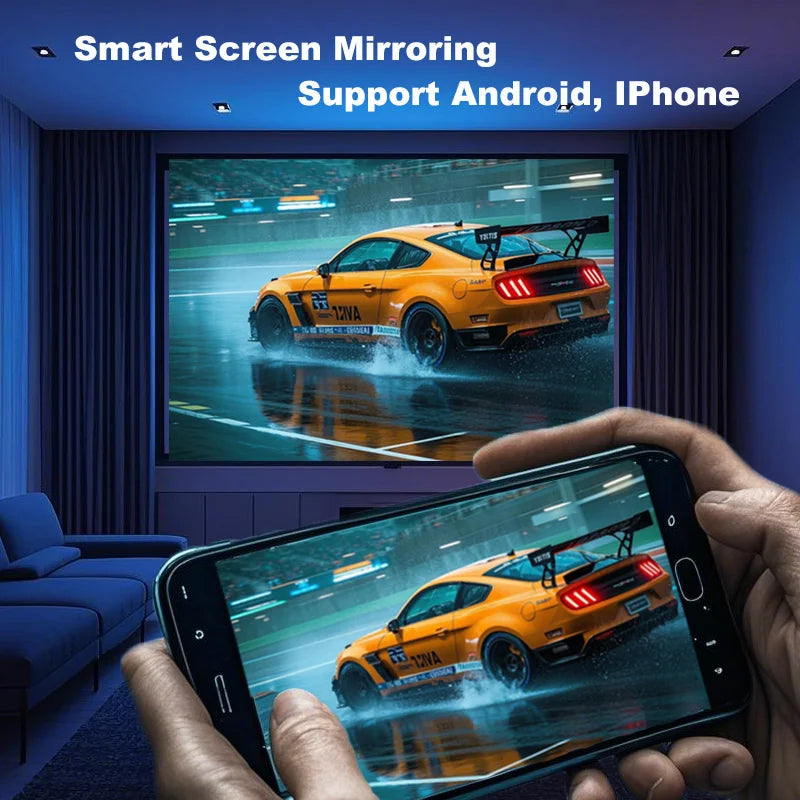 Mini Projector, Android 11 5G WiFi Bluetooth 5.0, 720P HD 120ANSI Portable Movie Projector, Compatible with Smartphone/USB, Home