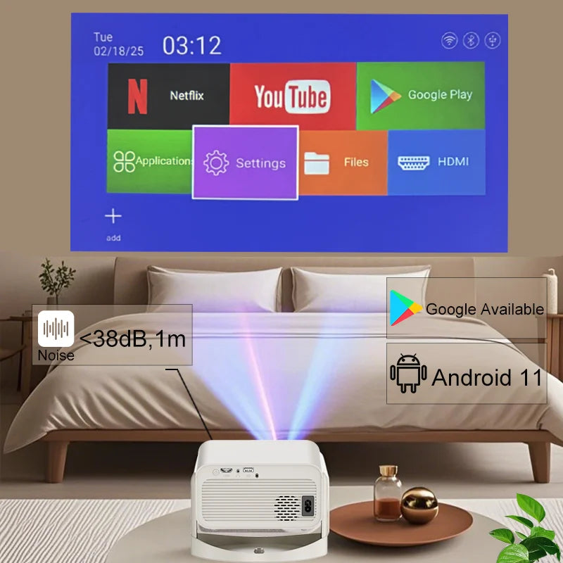Mini Projector, Android 11 5G WiFi Bluetooth 5.0, 720P HD 120ANSI Portable Movie Projector, Compatible with Smartphone/USB, Home