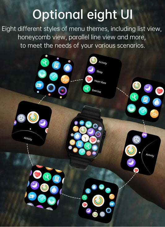 Montre Intelligente T800 U2 2024, 49mm, NFC, GPS, Appels Bluetooth, Musique, Jeux, Recharge sans fil, pour Hommes et Femmes