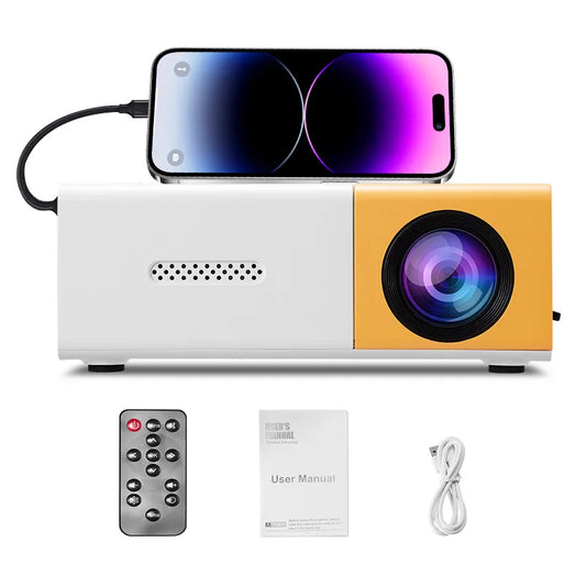 Projecteur Mini Portable Full HD 1080P
(Avec télécommande, alimentation USB, idéal pour smartphones et appareils USB).