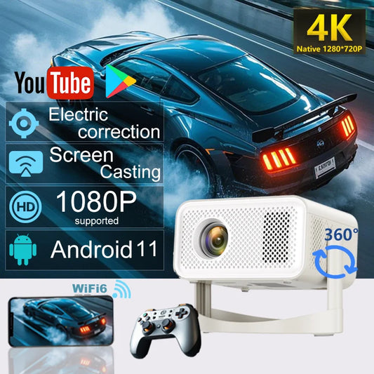 Mini Projector, Android 11 5G WiFi Bluetooth 5.0, 720P HD 120ANSI Portable Movie Projector, Compatible with Smartphone/USB, Home
